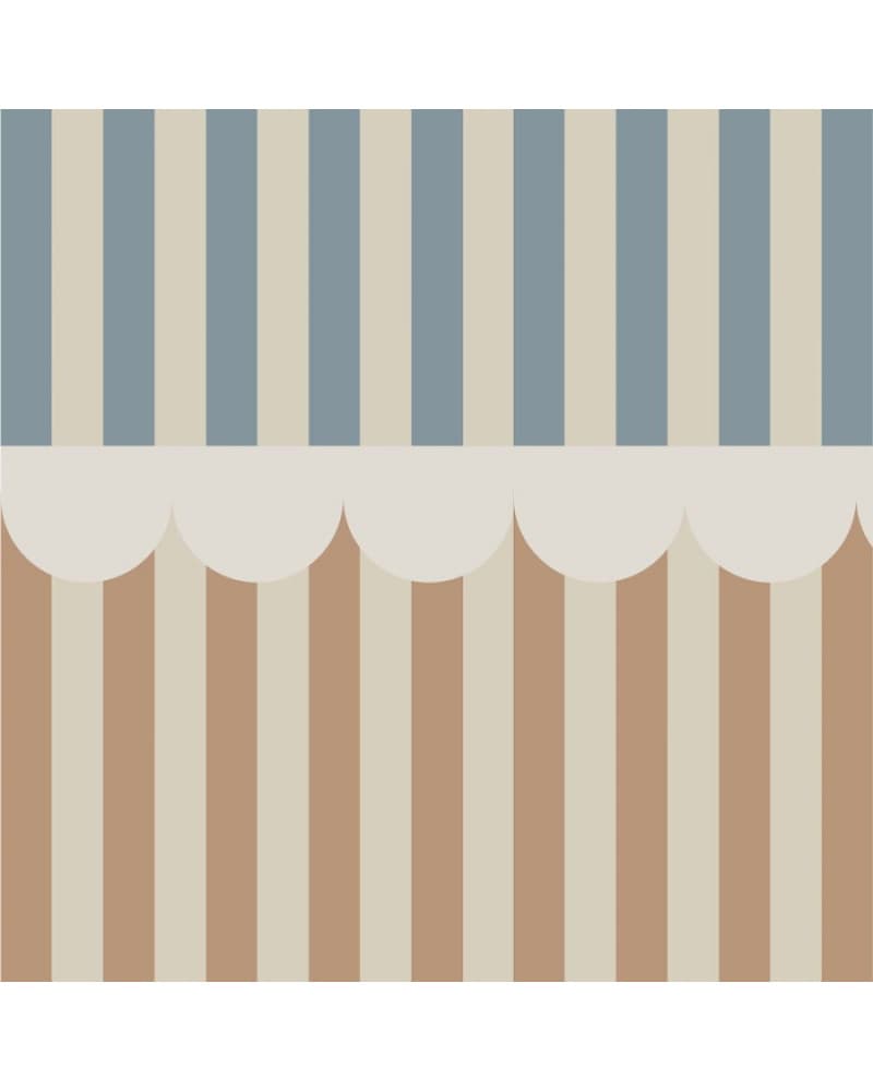 Papier peint à rayures - beige foncé et bleu délicat