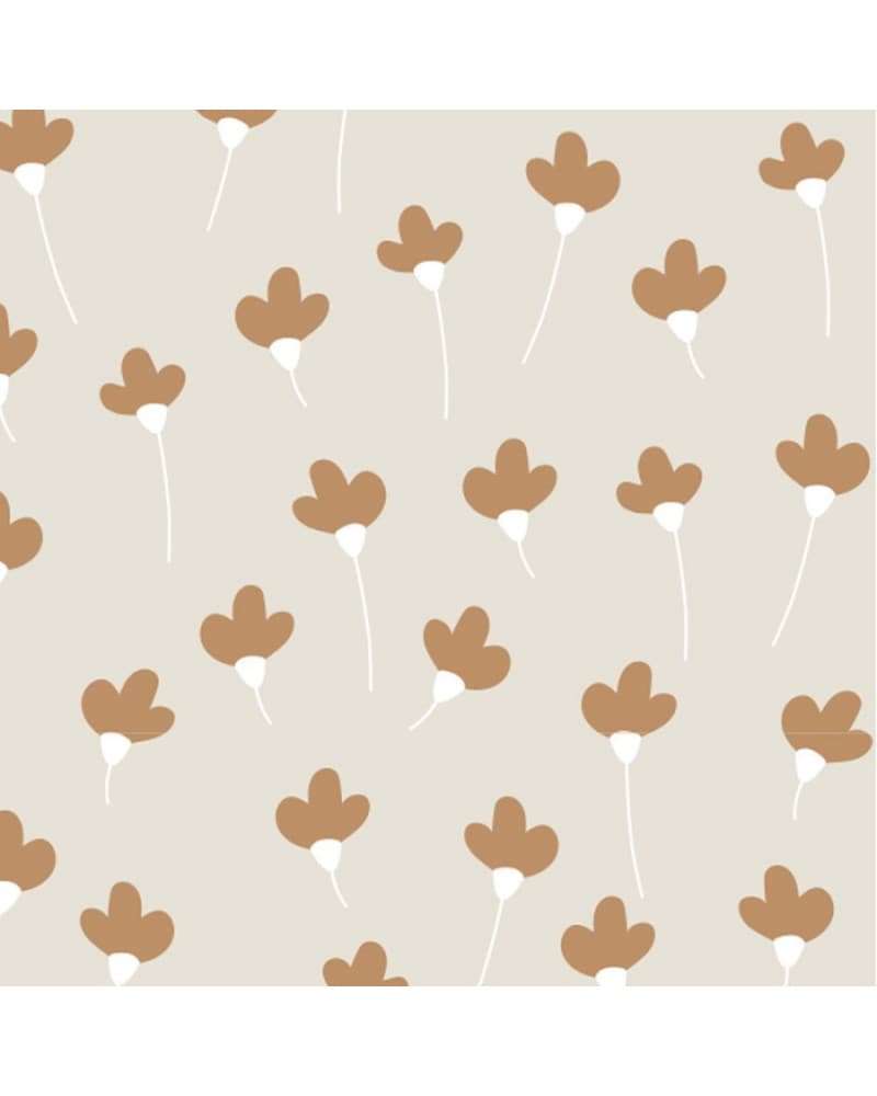 Papier peint enfant marguerites cannelle
