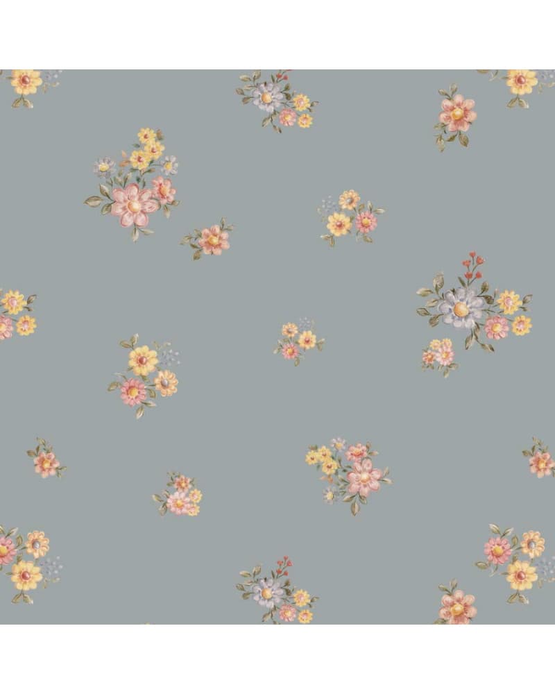 Papier peint petites fleurs de champ fond sombre