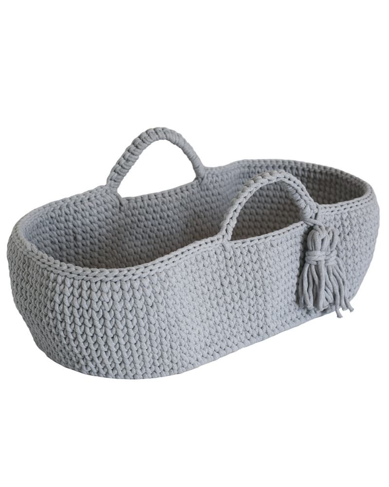 Couffin bébé en crochet - gris clair