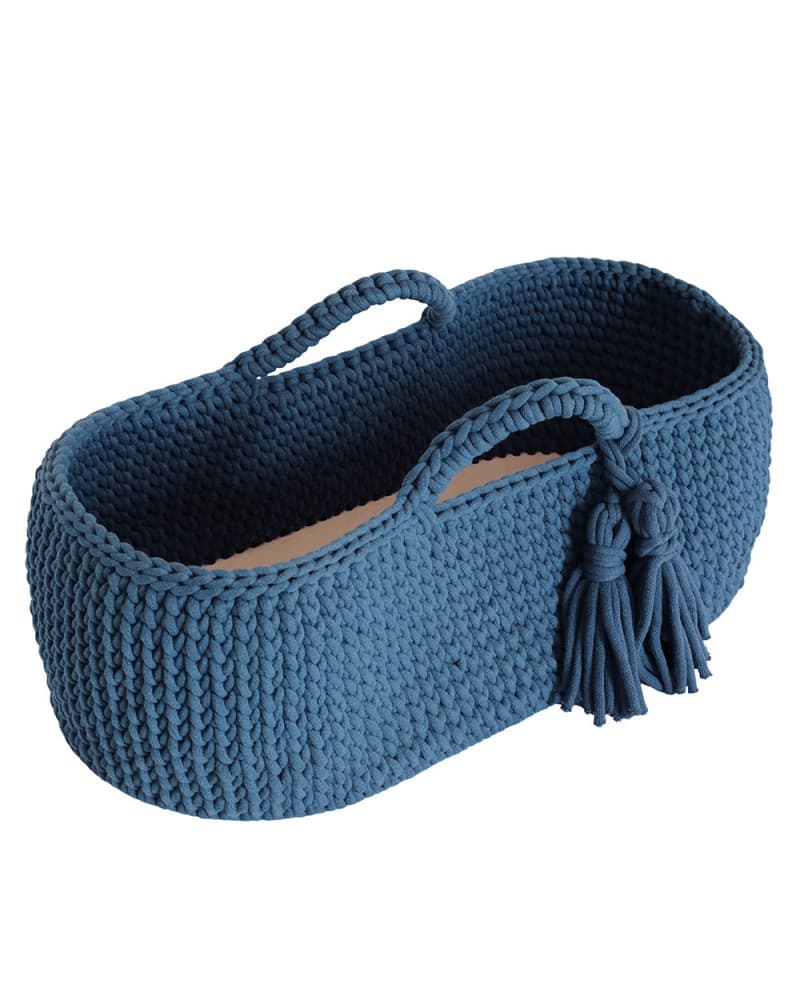 Couffin bébé en crochet - bleu pétrole