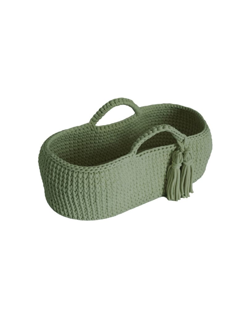 Couffin bébé en crochet vert sauge