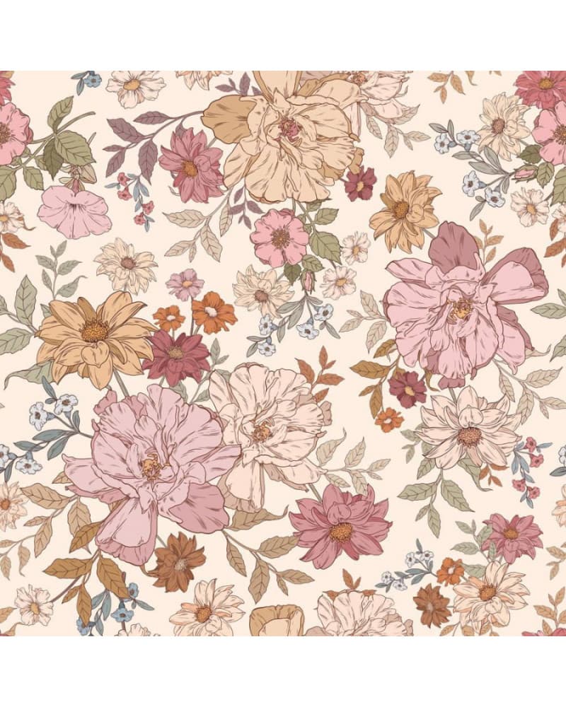 Papier peint enfant fleurs arc-en-ciel