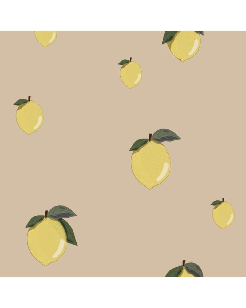 Papier peint enfant citrons beige