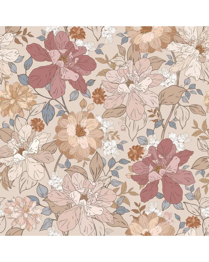 Echantillon papier peint enfant  à fleurs - Marigold