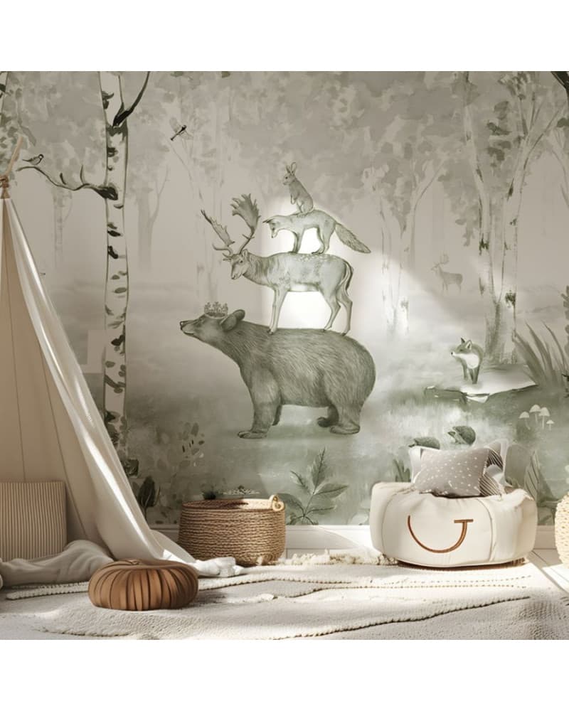 Papier peint enfant Bear King- Green
