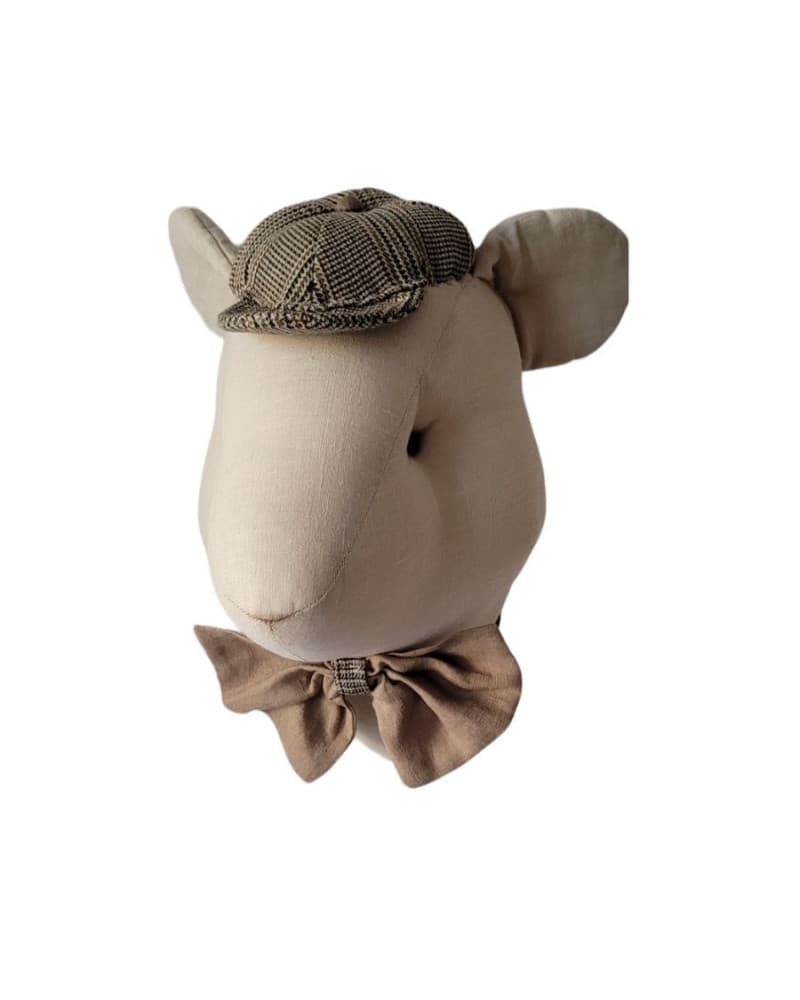 Trophée souris en lin sable - Teodor