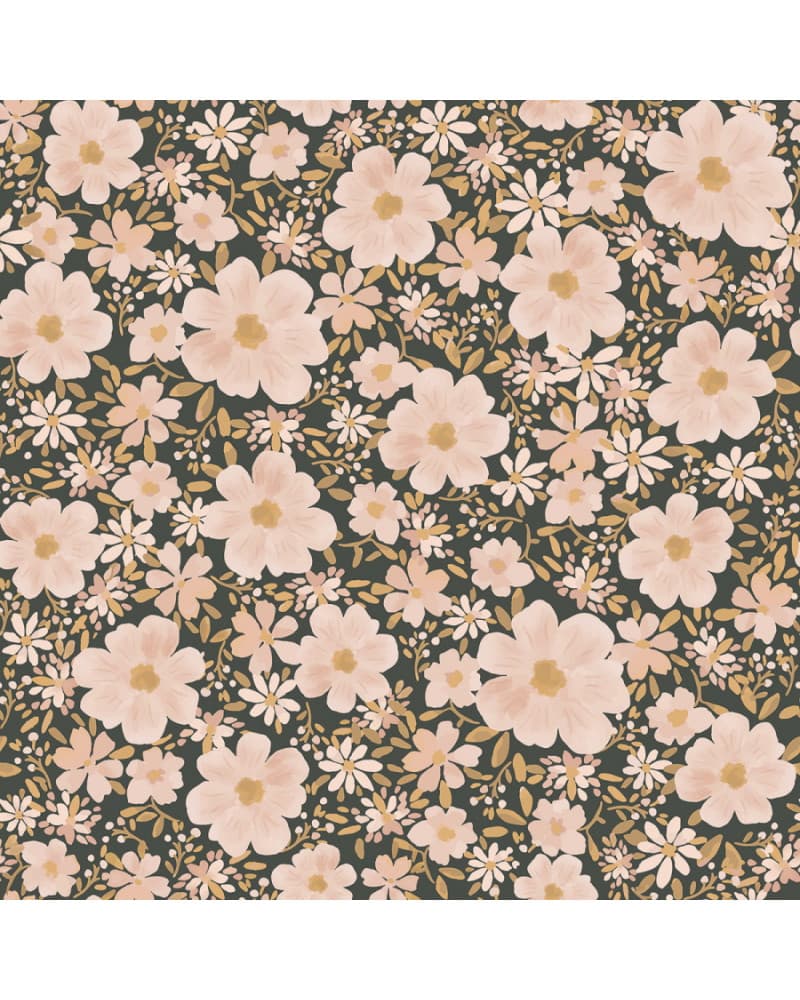 Papier peint enfant - les fleurs fond nuit - Lilipinso
