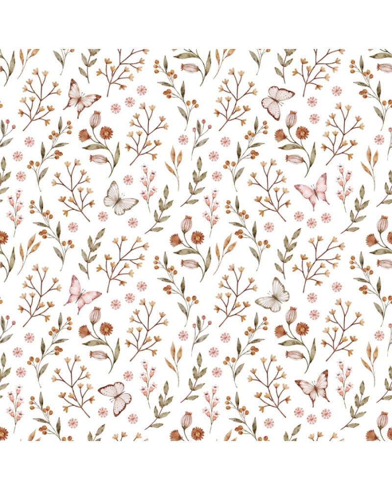 Papier peint enfant - papillons et fleurs - Lilipinso