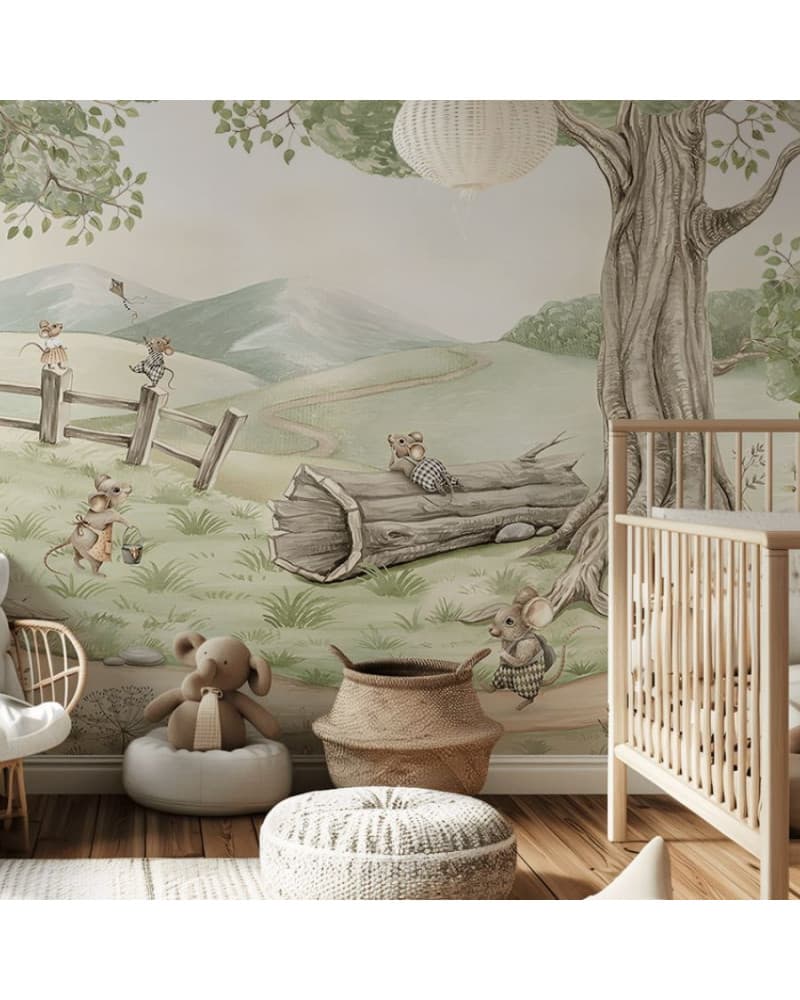 Echantillon papier peint Mouse Family