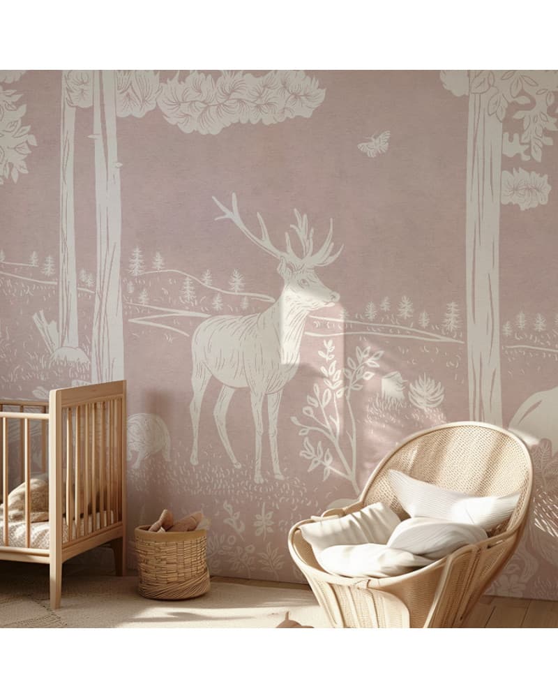 Papier peint enfant Monochrome Forest - Pink