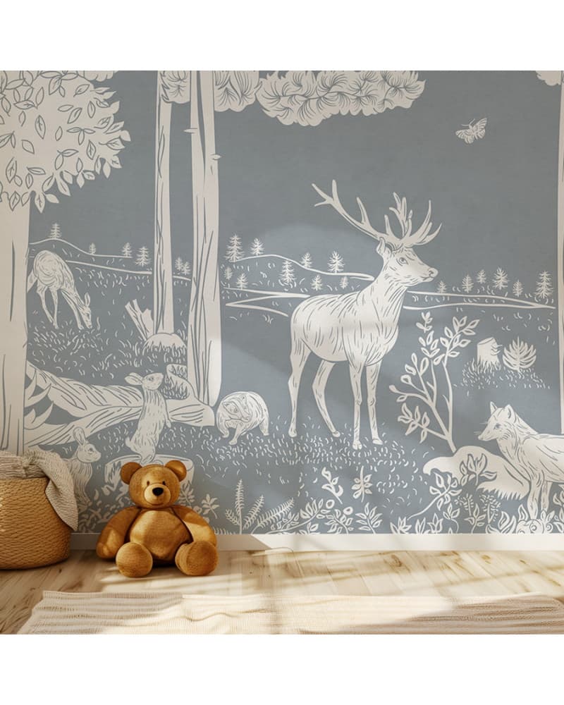 Papier peint enfant Monochrome Forest - Blue