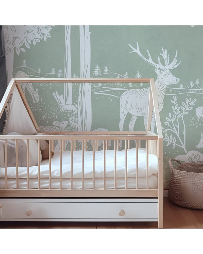 Papier peint enfant Monochrome Forest - Green