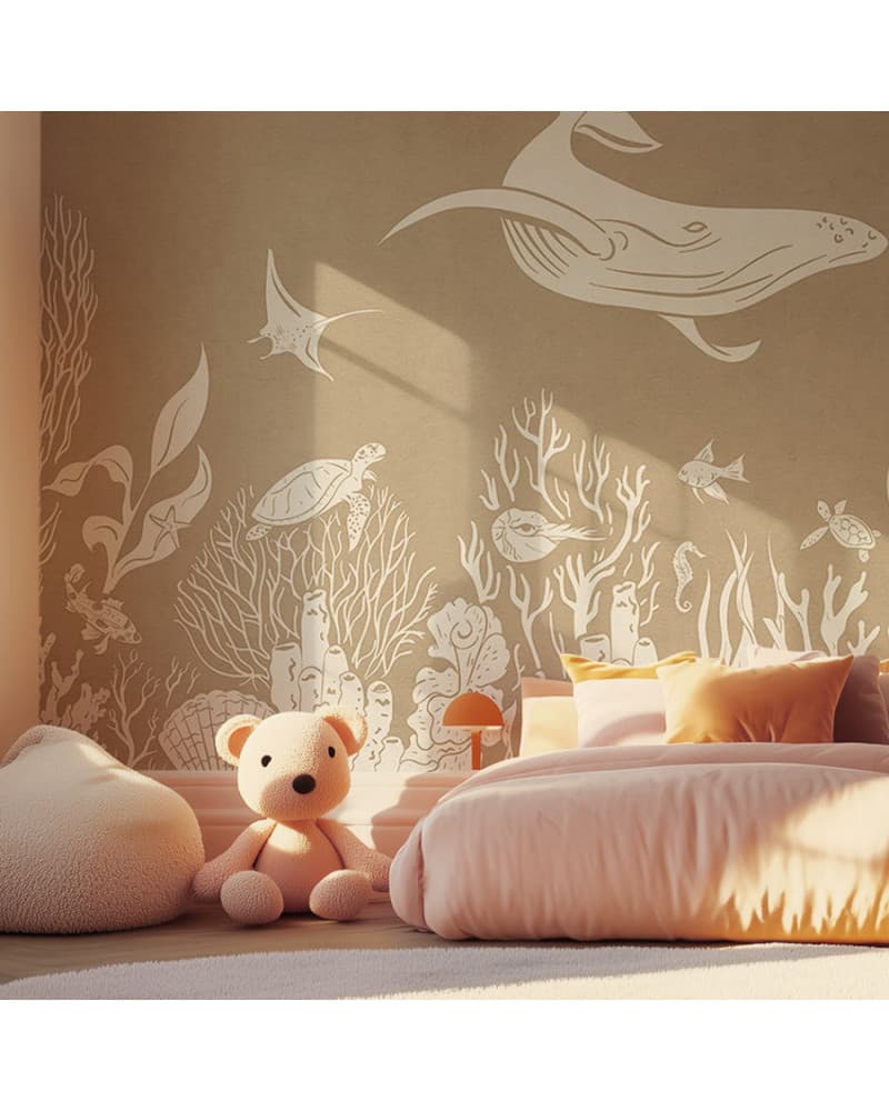 Papier peint enfant Monochrome Sea - Brown