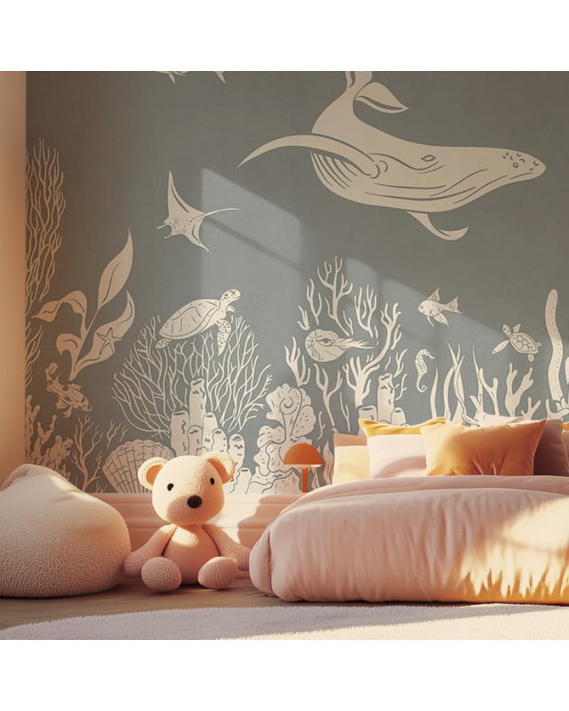 Papier peint enfant Monochrome Sea - Blue