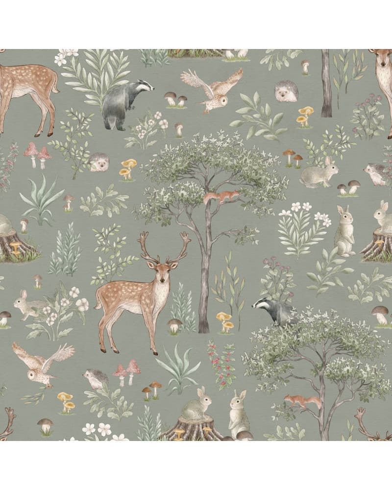Papier peint enfant Fantastic Forest - green