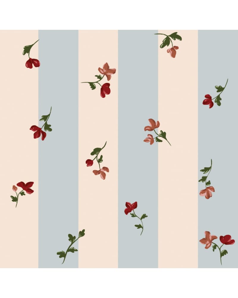 Papier peint enfant fleurs de Paris et rayures