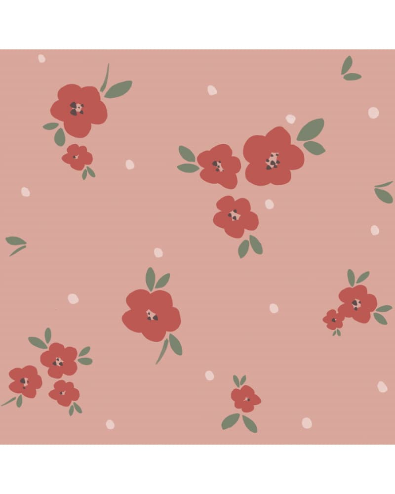 Papier peint enfant floral rose rouge