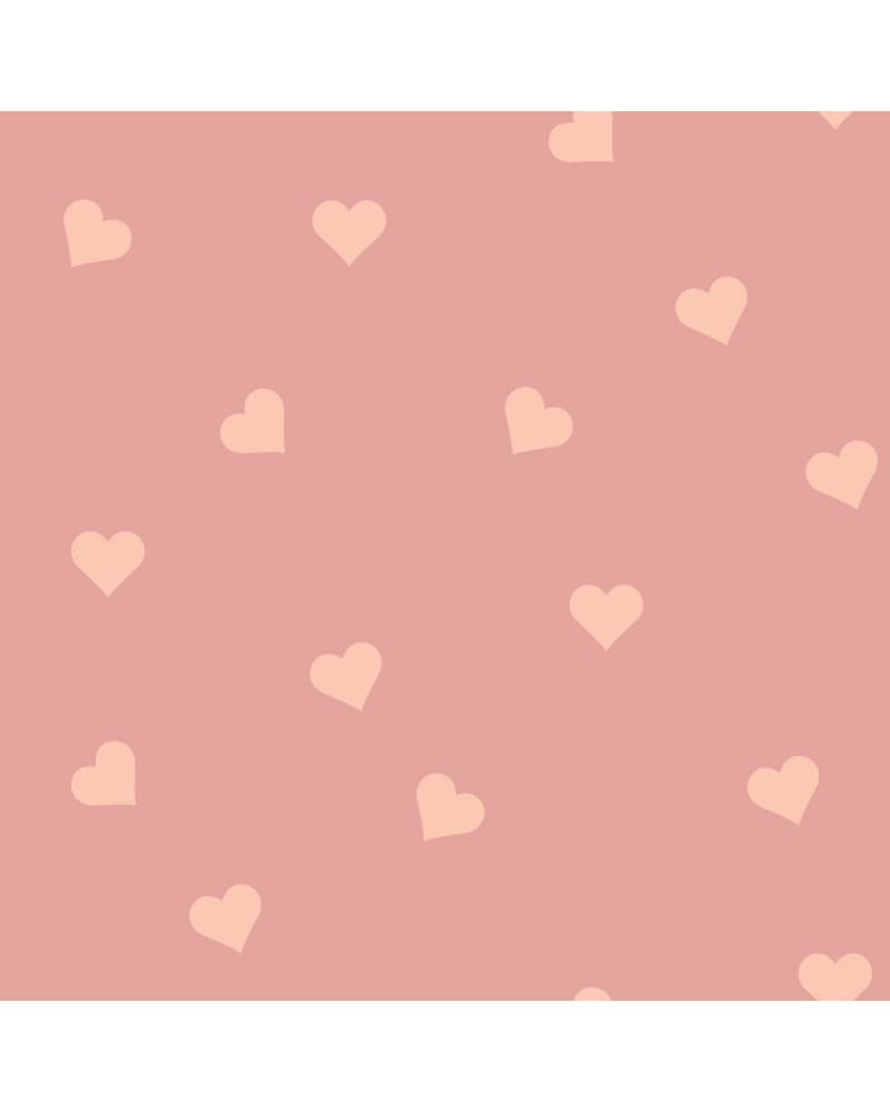 Papier peint enfant cœurs pêche - fond rose