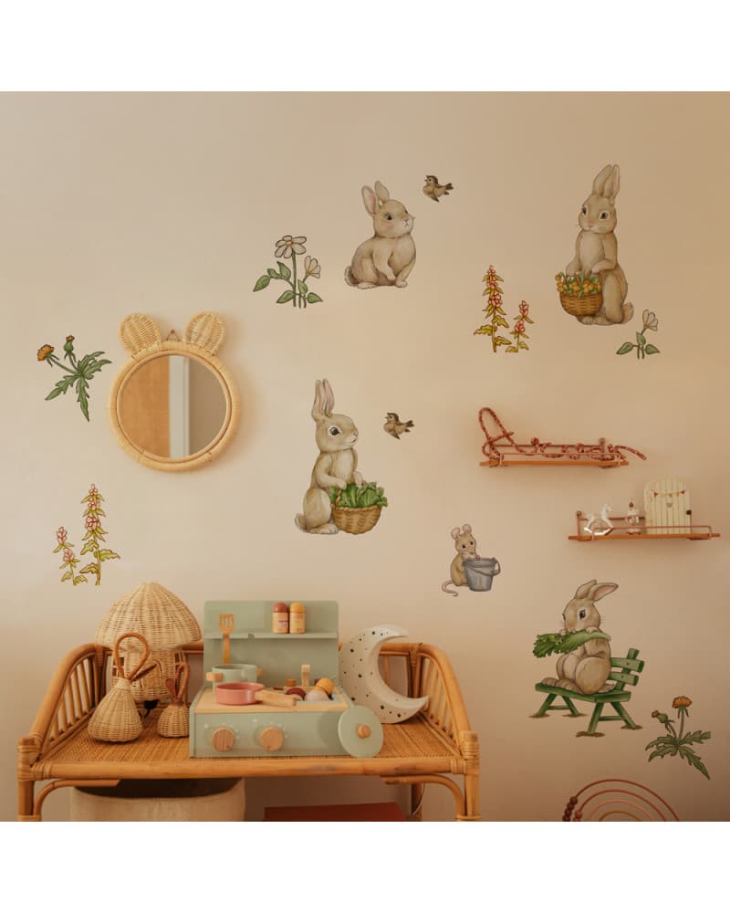Stickers enfant lapins - rabbit family