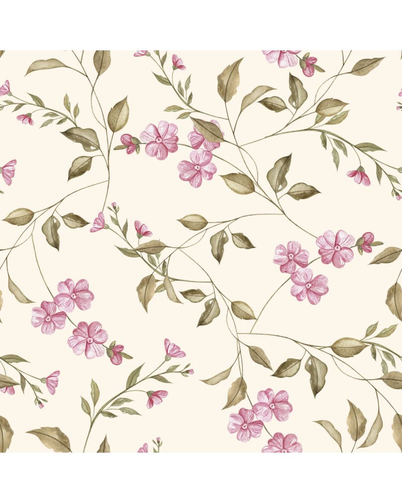 Echantillon papier Promenade fleurie - rose