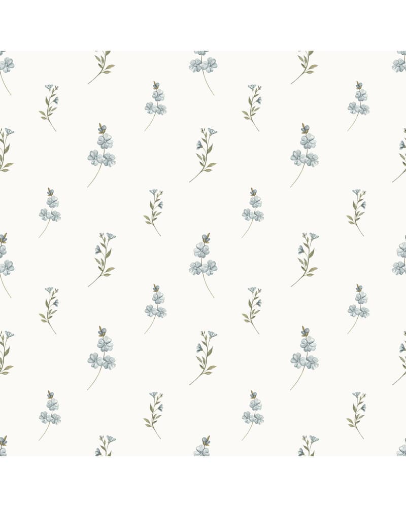 Echantillon Papier peint enfant Brise Florale - bleu