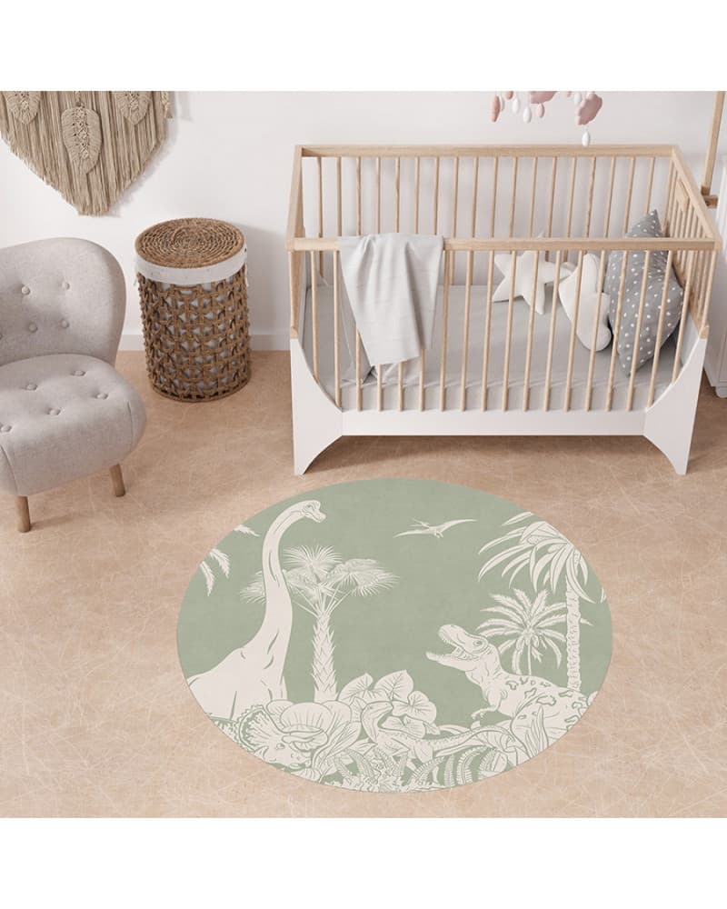 Tapis enfant rond en vinyl Monochrome dino green