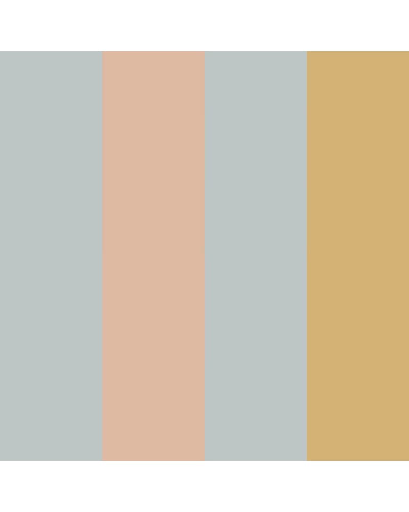 Papier Peint Enfant – Rayures Bleu, Saumon et Jaune