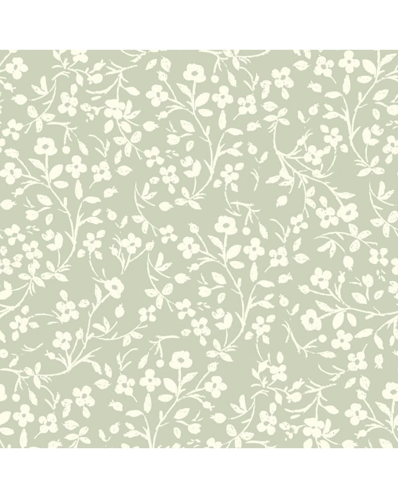 Papier peint enfant - Douceur Fleurie Sauge