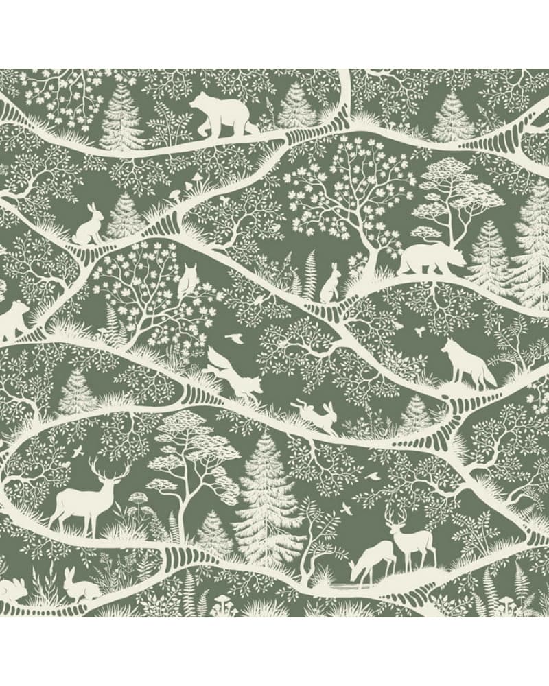 Papier peint enfant - Nordic Nature Green White