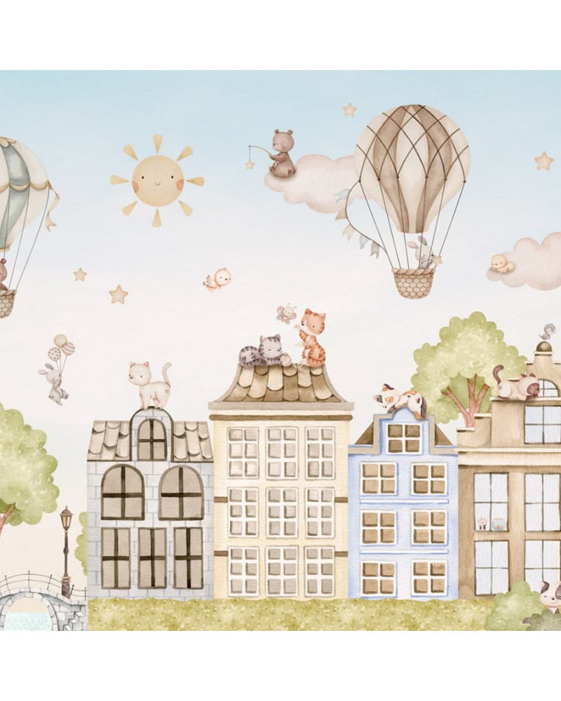 Papier peint enfant -  City Cats