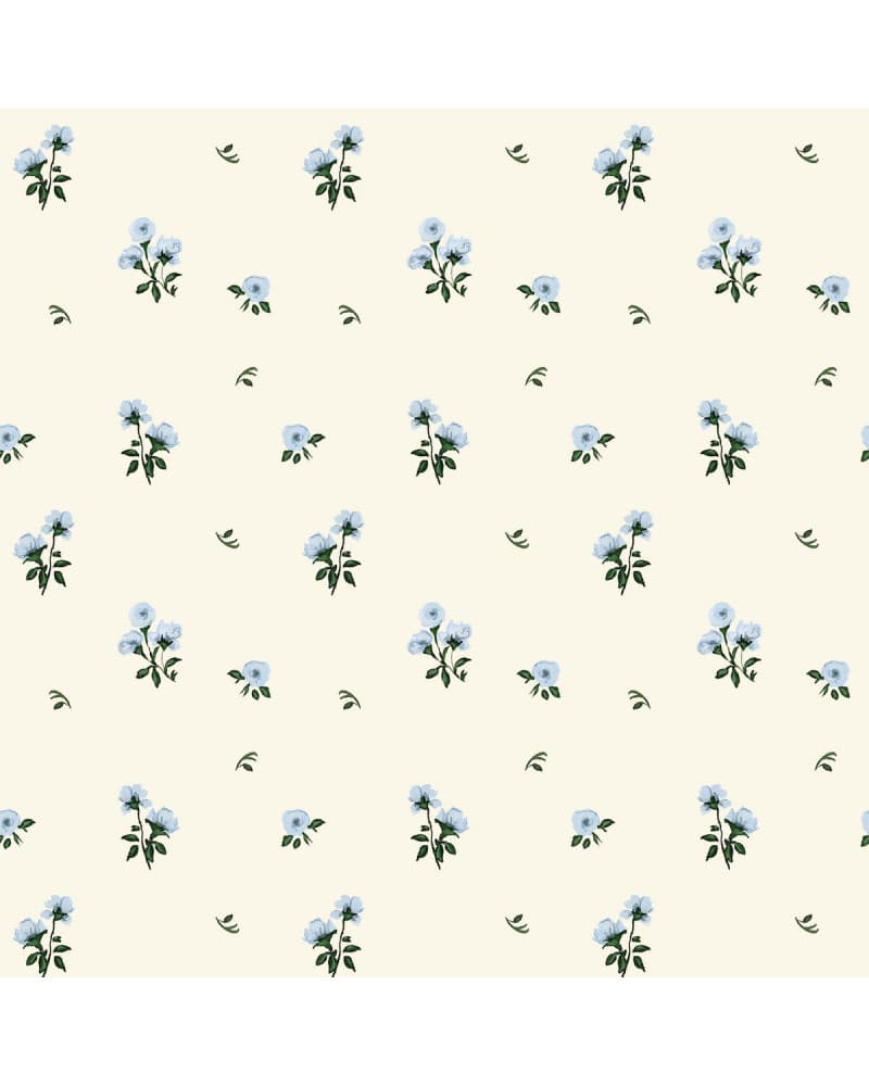 Echantillon papier peint Bleu Délicat Fleuri