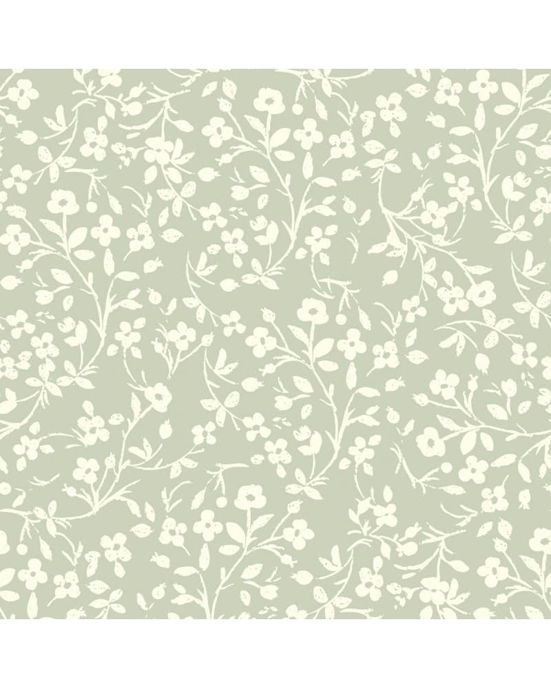 Echantillon papier peint Douceur Fleurie Sauge