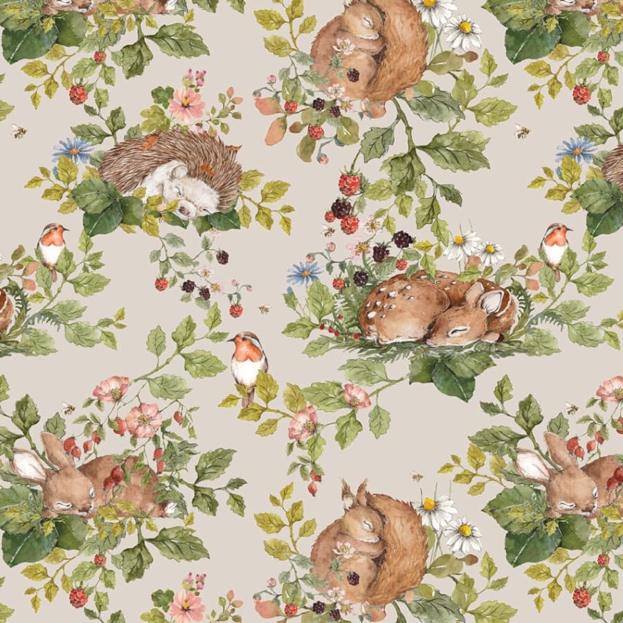 Papier peint La sieste des animaux (fond clair)