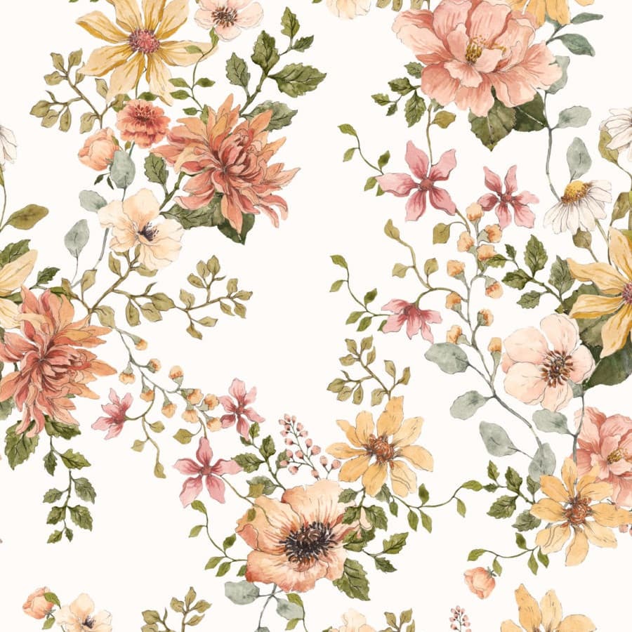 Papier peint à fleurs - Jardin anglais