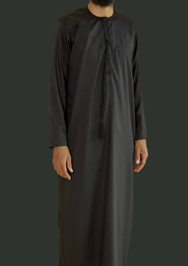 Qamis Emirati Coton Noir - Emirats Collection