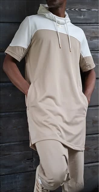 Ensemble delta QC manches courtes beige et écru - Qaba'il