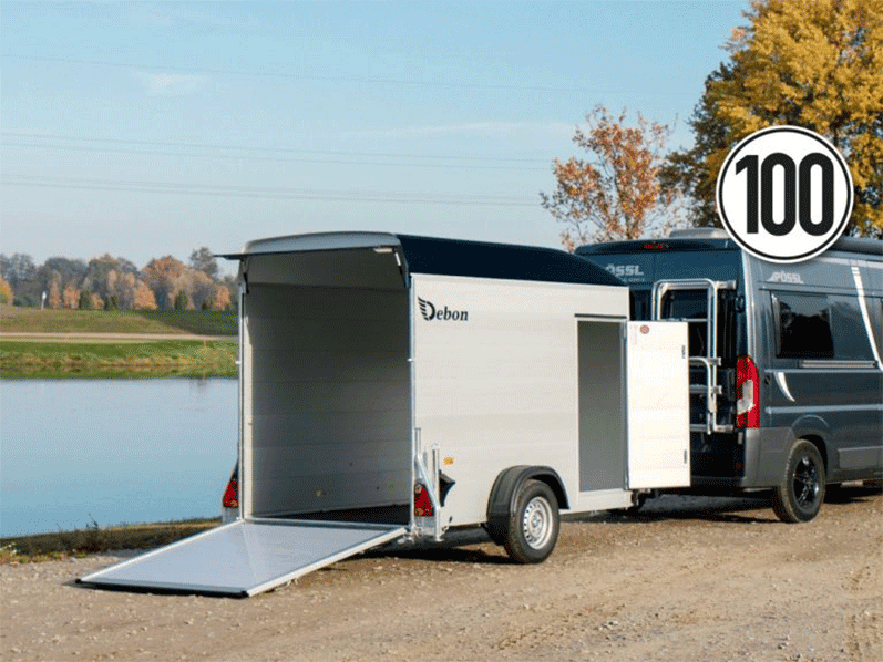 Debon Kofferanhänger Cargo  H:190cm 1,3t|Alu|Polybug|Tür|schwarz-Neu