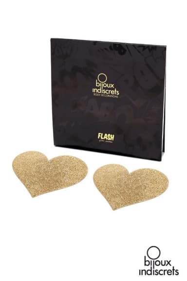 Flash - Caches tétons Or Coeur
