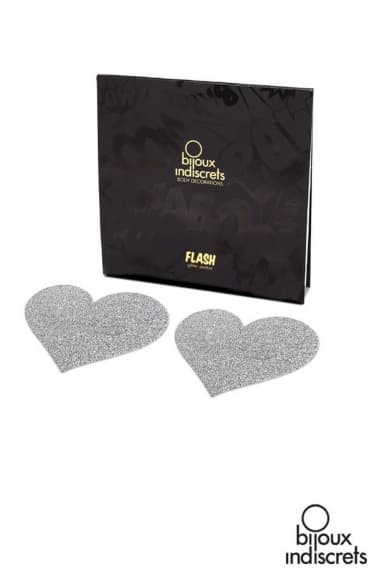 Flash - Caches tétons Argenté Coeur