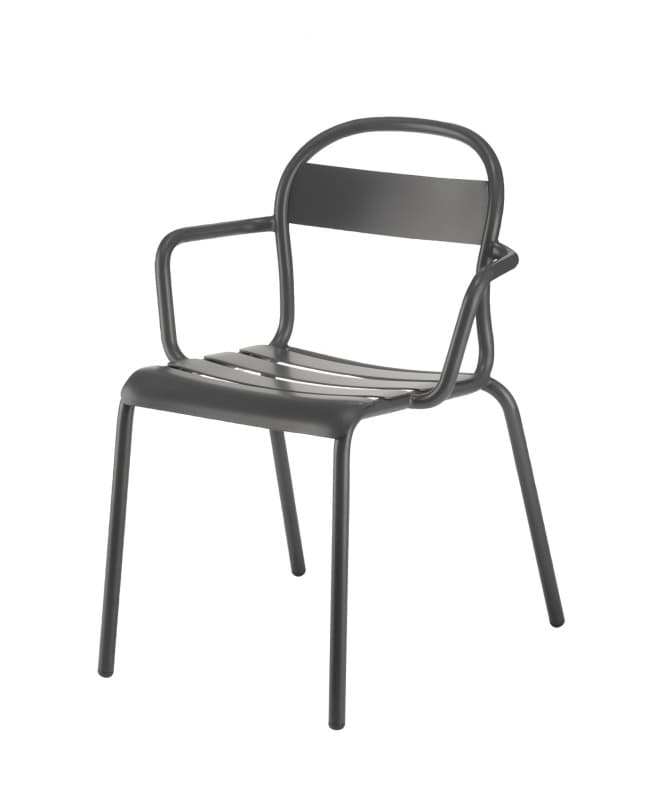 Lot de 4 chaises d'extérieur avec accoudoirs  STECCA 2 (prix indiqué à l'unité) - gris foncé