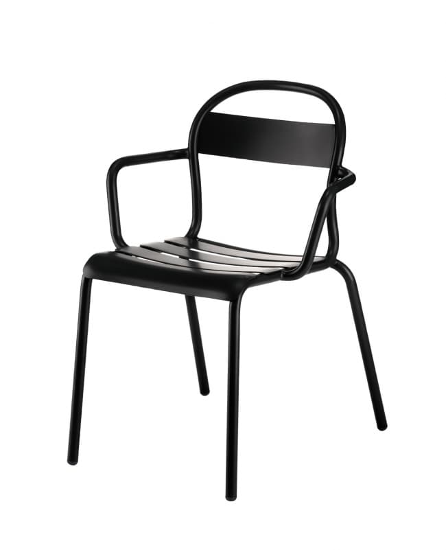 Lot de 4 chaises d'extérieur avec accoudoirs  STECCA 2 (prix indiqué à l'unité) - Noir