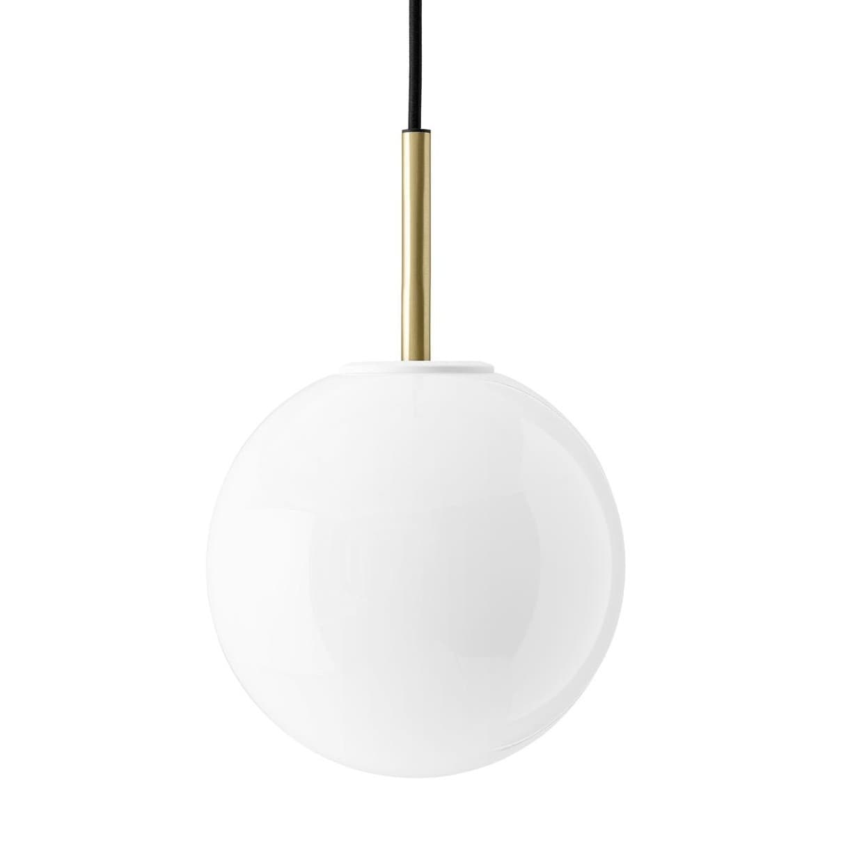 Lampe suspendue globe en verre opalin blanc - Laiton brossé doré brillant