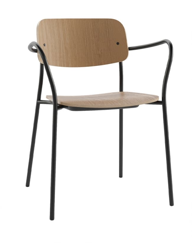 Chaise bois design DAILY Colos (vendues par lots de 2 minimum) - Avec accoudoirs , Vernis noir