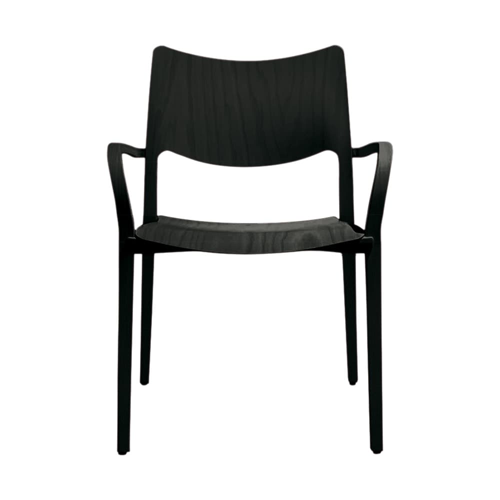 Chaise LACLASICA (lot de 4) - Frêne teinté Noir , Avec accoudoirs