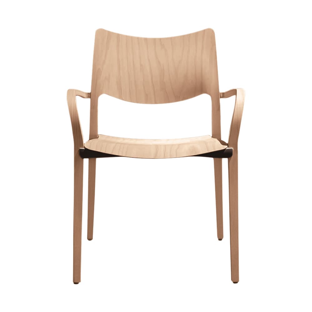 Chaise LACLASICA (lot de 4) - Frêne teinté en ton chêne , Avec accoudoirs