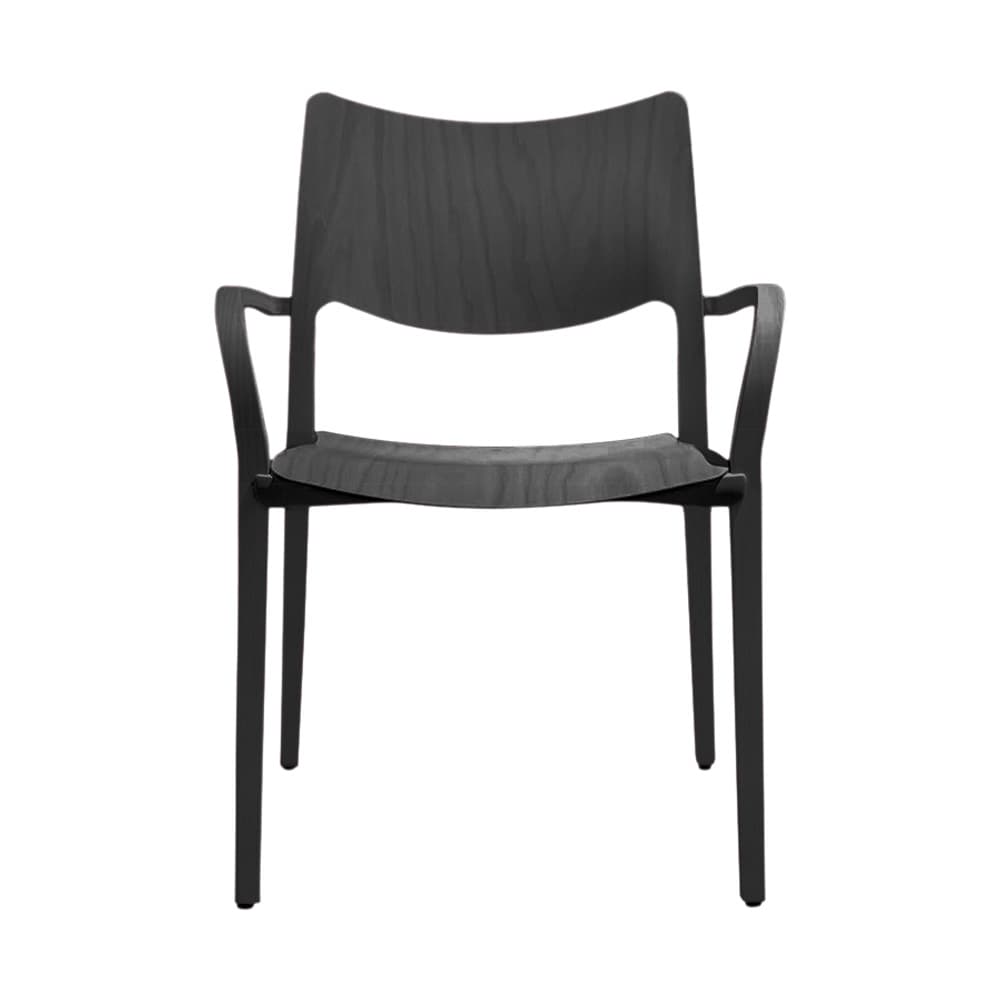 Chaise LACLASICA (lot de 4) - Frêne teinté gris cendré , Avec accoudoirs