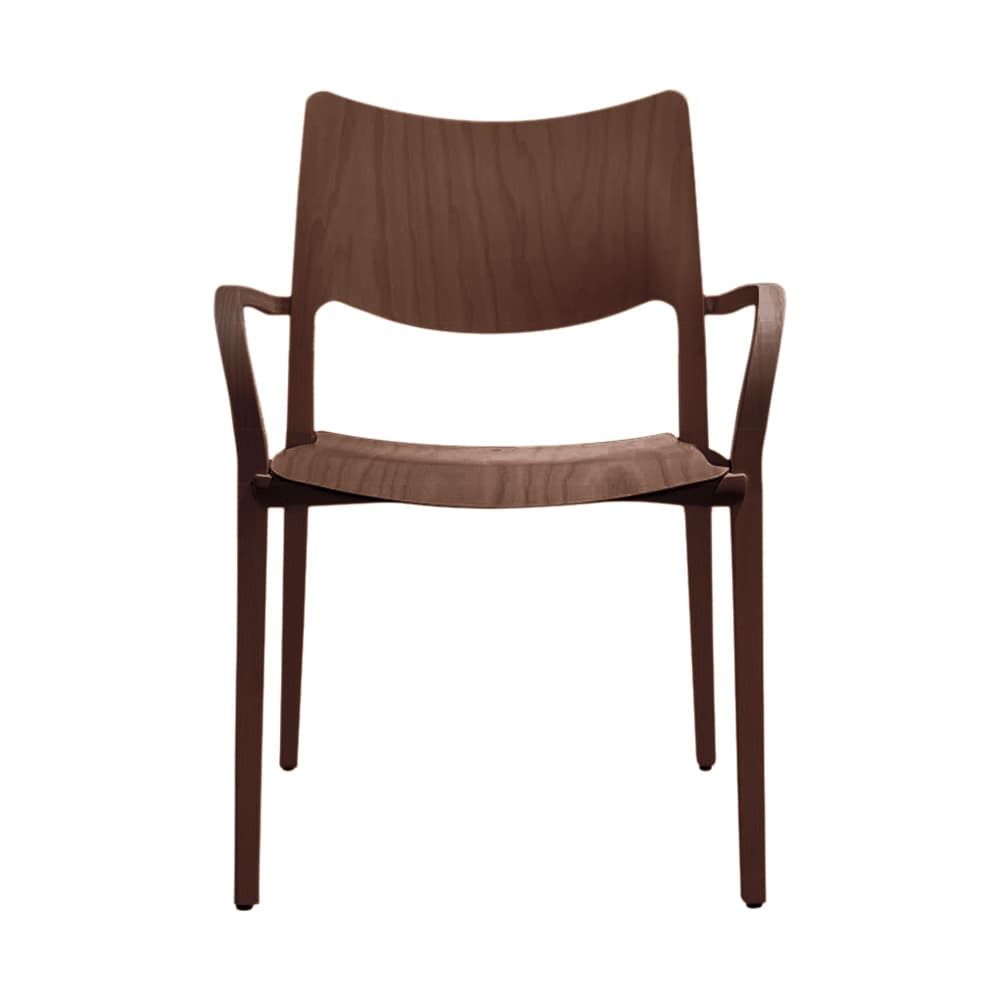 Chaise LACLASICA (lot de 4) - Frêne teinté en ton noyer , Avec accoudoirs