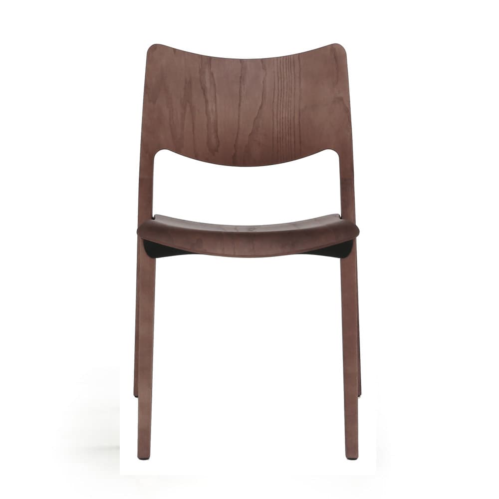 Chaise LACLASICA (lot de 4) - Frêne teinté en ton noyer , Sans accoudoirs