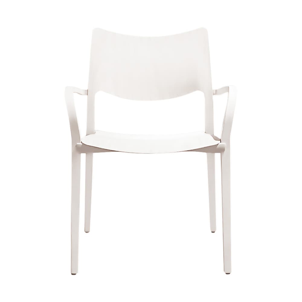 Chaise LACLASICA (lot de 4) - Frêne laqué blanc , Avec accoudoirs